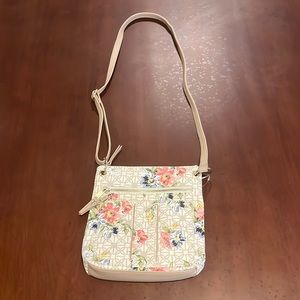 Cream floral crossbody purse